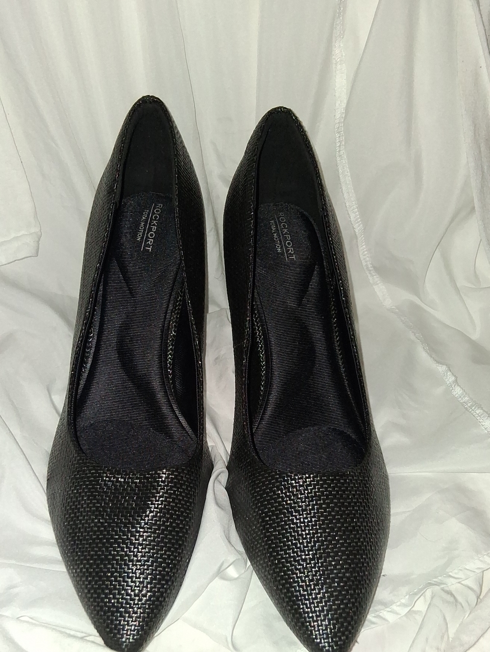 Rockport Black Woven Pointed-Toe Pumps